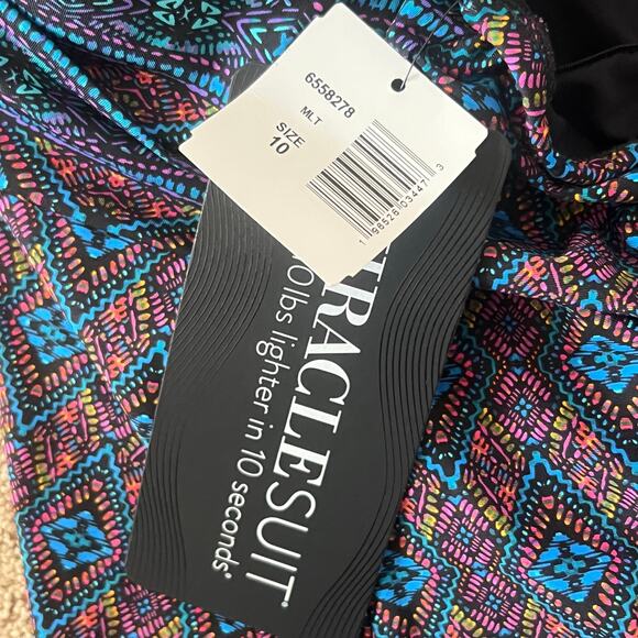 NWT Miraclesuit Allura Swim Tankini Top in Romani Size 10 Multicolor Geometric - Picture 6 of 8